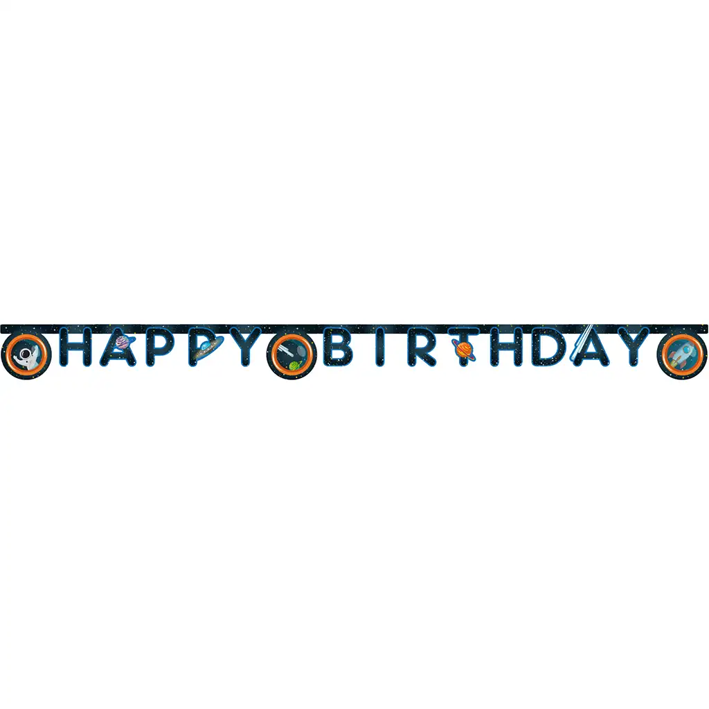 Weltraumabenteuer Geburtstags-„Happy Birthday“-Banner