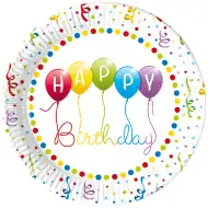 Bunter Geburtstag „Happy Birthday” Papier-Teller 8-teiliges Set
