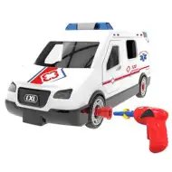 DIY selbst zusammenbaubares Rettungsfahrzeug mit Licht- und Soundeffekten, 63-teiliges Set