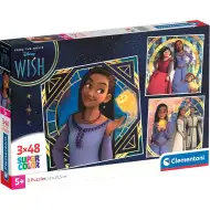 Disney+Wish 3x48 Stück Supercolor Puzzle - Clementoni