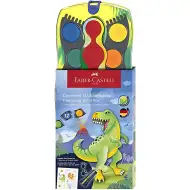 Faber-Castell: Connector 12er Wasserfarbenset mit zusammensteckbaren Paletten, Dinosauriermuster