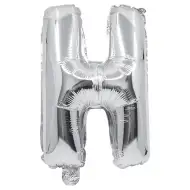 Folienballon in Buchstabenform in Silber – Buchstabe H, 32 cm