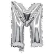 Folienballon in Buchstabenform, silberfarben – Buchstabe M, 32 cm