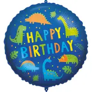 Geburtstags-Folienballon – mit „Happy Birthday“-Aufschrift, Dinosaurier-Muster, 46 cm