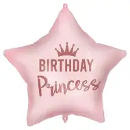 Geburtstags-Folienballon – mit der Aufschrift „Birthday Princess“, sternförmig, rosa, 46 cm