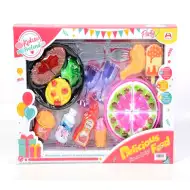 Geburtstagsparty-Set mit Sektglas und Kuchen
