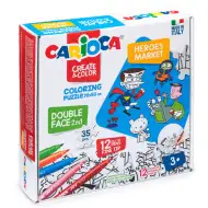 Helden beidseitig färbbares Puzzle mit 12 Filzstiften - Carioca