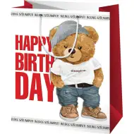 Herzlichen Glückwunsch zum Geburtstag Bärchen mittlere Geschenktasche 18x10x23cm