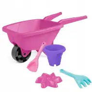 Kleiner Sandkasten-Schubkarre in Rosa mit Zubehör - Wader