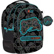 Luna: Must Team Game Schulranzen mit Fußballmuster, abgerundet, mit 3 Fächern, Rucksack 32x18x43cm