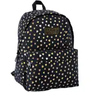 Luna: Schwarzer-goldener Rucksack mit Herzchen, 1 Fach, 32x17x42 cm