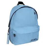 Must: Abgerundeter hellblauer vierfach unterteilter Schulranzen, Rucksack 32x17x42cm