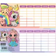 Nebulo: Einhorn und Prinzessin einseitiger, zweiseitiger Mini-Stundenplan