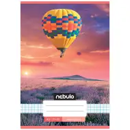 Nebulo: Gehefteter Heißluftballon über Lavendelfeldern gemustertes kariertes Heft 27-32 A/5