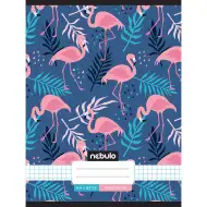 Nebulo: Geheftetes kariertes Heft mit Flamingo-Muster 87-32 A/4