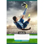 Nebulo: Geheftetes kariertes Heft mit Fußballmotiv, Scherenmotiv, 27-32 A/5
