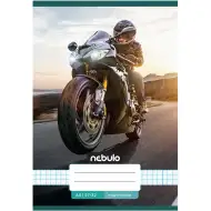 Nebulo: Geheftetes kariertes Heft mit Rennmotorrad-Muster, 27-32, A/5