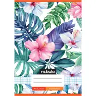 Nebulo: Geheftetes kariertes Heft mit tropischem Blumenmuster 27-32 A/5