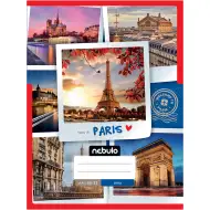 Nebulo: Geheftetes, liniertes Heft mit Paris-Muster, 80 Blatt, 32 Zeilen, A4