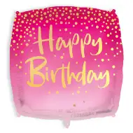 Quadratischer "Alles Gute zum Geburtstag" Ballon 46 cm - Pink