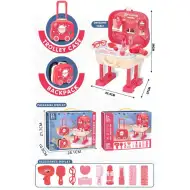 Rosa 2-in-1 Friseur-Set im rollenden Koffer