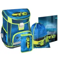 Spirit: Speed Racer Sportwagen-Motiv Schulranzen, Rucksack 5-teiliges Set 38x17x28cm