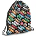 Ars Una: Rollin Mania Skateboard-Muster schwarzer Turnbeutel, Sportbeutel 32x42cm