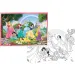 Disney Prinzessinnen Regenbogen 2-in-1 Puzzle und Malset, 108 Teile, 70x50 cm - Lisciani