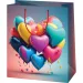 Exklusive Geschenktasche in großer Größe mit Herzballon-Muster 27x14x33cm