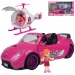 Fashion Sport Car: Rosa Sportwagen-Set mit Licht und Sound, mit Hubschrauber
