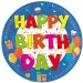 Fröhliche bunte Geburtstagspappteller mit "Happy Birthday" Aufschrift, 8er-Set
