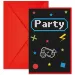 Gamer-Motiv-Party-Einladung mit Umschlag 6er-Set