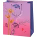 Große exklusive Geschenktasche in Lila, verziert mit Blumen, 27x14x33cm.