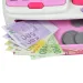 Happy Shopping: Elektronische weiß-rosa Registrierkasse mit Sound und Zubehör 22,5x17cm