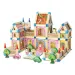 Holzfarbenprächtiges Schloss-Spielset mit Zubehör