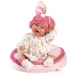 Llorens: Mimi 42 cm große lächelnde Puppe mit Hasenohren und rosa Mütze mit Kissen