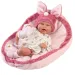 Llorens: Mimi 42 cm große lächelnde Puppe mit Hasenohren und rosa Mütze mit Kissen