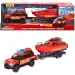 Majorette: Land Rover Feuerwehrauto mit Boot, Licht- und Soundeffekten, 33cm - Simba Toys