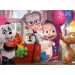 Mascha und der Bär Überraschungsparty 60-teiliges Maxi-Bodenpuzzle 70x50cm - Lisciani