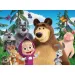 Masha und der Bär 2-in-1 60-teiliges Eco-Puzzle und Malbuch 70x50cm – Lisciani
