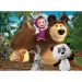 Masha und der Bär 2-in-1 Maxi-Bodenpuzzle und Malset, 4 x 48 Teile, 35x25cm – Lisciani