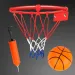 Metall-Basketballkorb-Set mit farbigem Netz, Ball und Pumpe, 22 cm