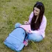 Must: Abgerundeter hellblauer vierfach unterteilter Schulranzen, Rucksack 32x17x42cm