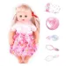 Puppe mit Haaren in rosa Kleidung mit Zubehör, 35 cm