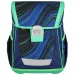Spirit: Blue Stripes blau-grüne Streifen auf schwarzem Hintergrund Schultasche, Rucksack 4-teiliges Set 41x20x32cm