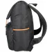 Spirit: Schwarzer gemusterter Rucksack mit lederfarbenen Riemen 47x33x17cm
