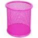 Spirit: Zylindrischer Stiftehalter aus neonpinker Metallgitter.