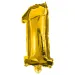 Zahlreiche Folienballons in Goldfarbe – Zahl 1, 32 cm