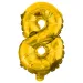 Zahlreiche Folienballons in Goldfarbe – Zahl 8, 32 cm