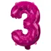 Zahlreiche Folienballons in Pink – Zahl 3, 96 cm